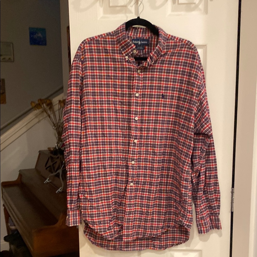 Ralph Lauren Red and Blue Plaid Casual Shirt